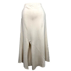 MARSIL Made in Italy Champagne Beige Long Skirt Asymmetrical‎ Slit Front Back 44